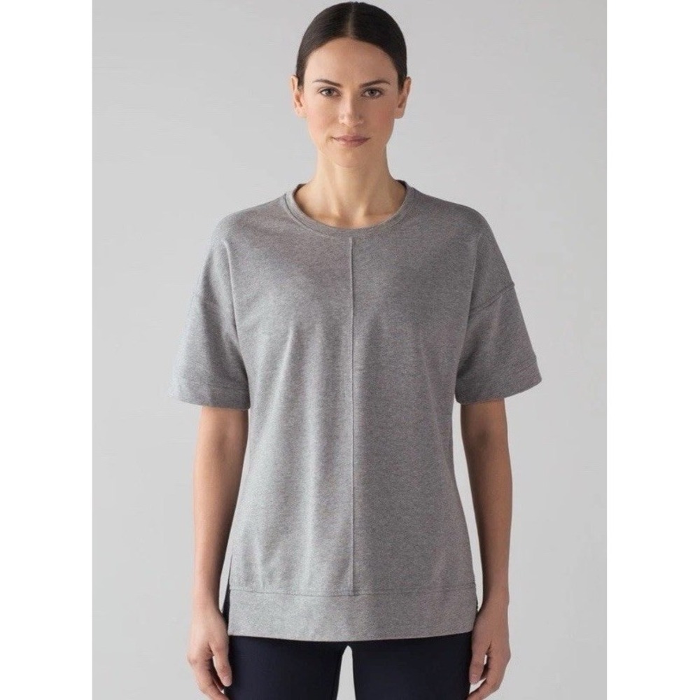NWT Lululemon Cut Above Tee Sz 6 HMDG Gray Lightweight French Terry Fabric Slits